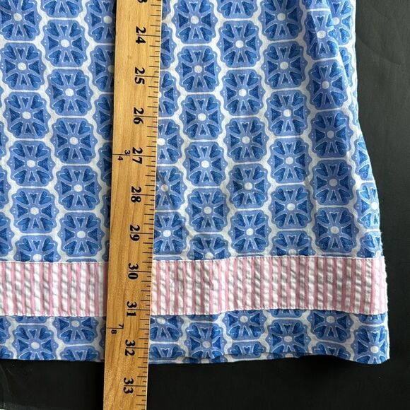 Vineyard Vines Girl’s 14 Blue Geometric Pink Seersucker Print Shift Tunic‎ Dress - Picture 14 of 14